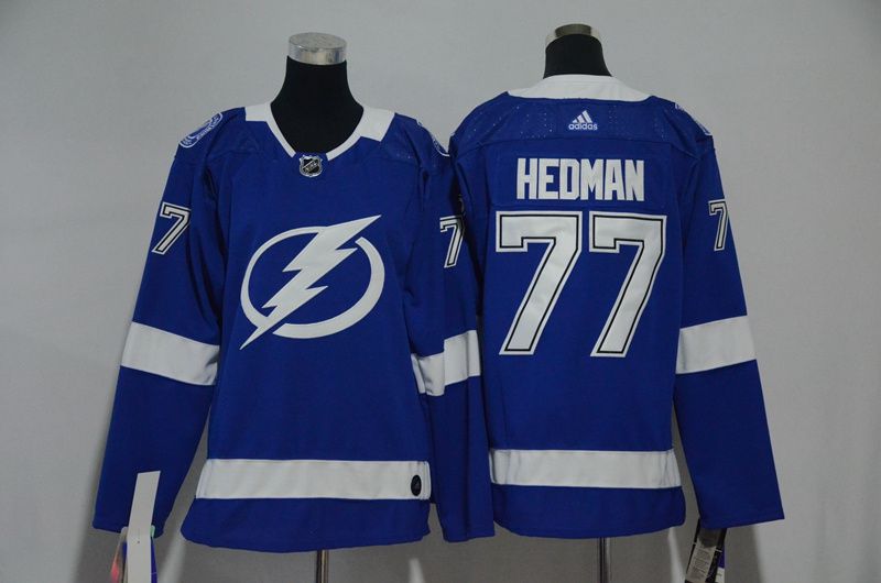 Women Tampa Bay Lightning 77 Hedman Blue Hockey Stitched Adidas NHL Jerseys